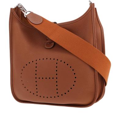 Bolso bandolera Hermès «Evelyne» de piel de becerro «Clémence» Gold
