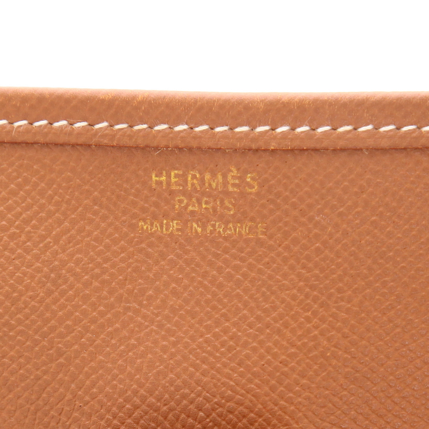 Sac bandoulière Hermès  Evelyne en cuir gold - Detail D2