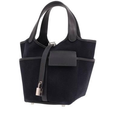 Hermès Picotin Cargo handbag in blue canvas and blue leather