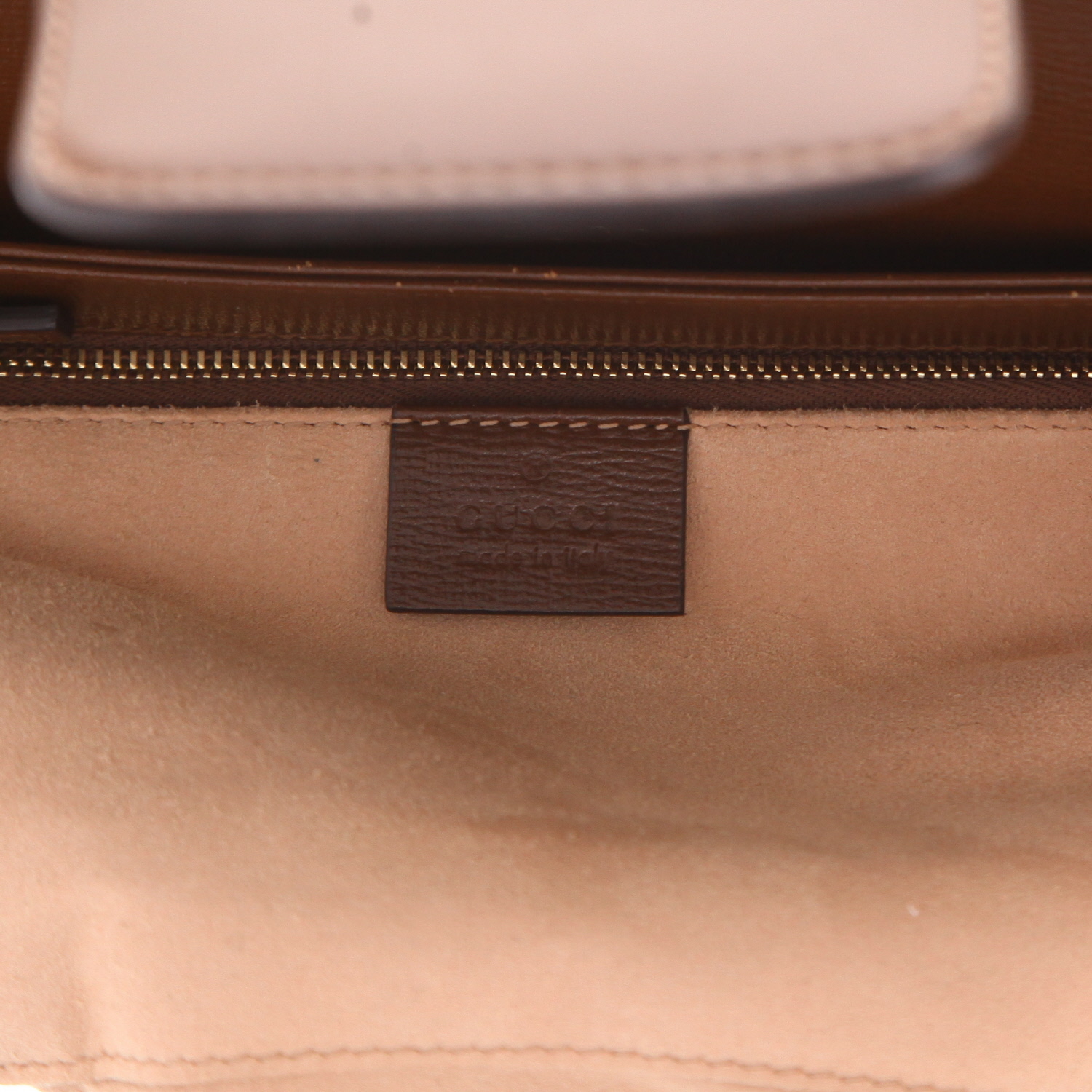 Bolso Gucci 1955 Horsebit de lona GG Supreme beige y cuero marrón - Detail D2