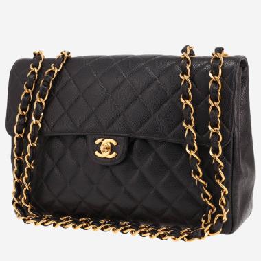 Sac à main Chanel  Timeless Jumbo en cuir grainé matelassé noir