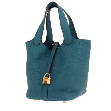 Sac à main Hermès  Picotin 18 cm en cuir togo Vert Bosphore