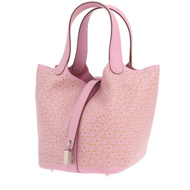 Hermès Picotin 18 cm handbag Lucky Daisy in Swift Mauve Sylvestre leather