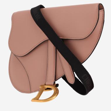 Pochette-ceinture Dior  Pochette Saddle en cuir beige-rosé