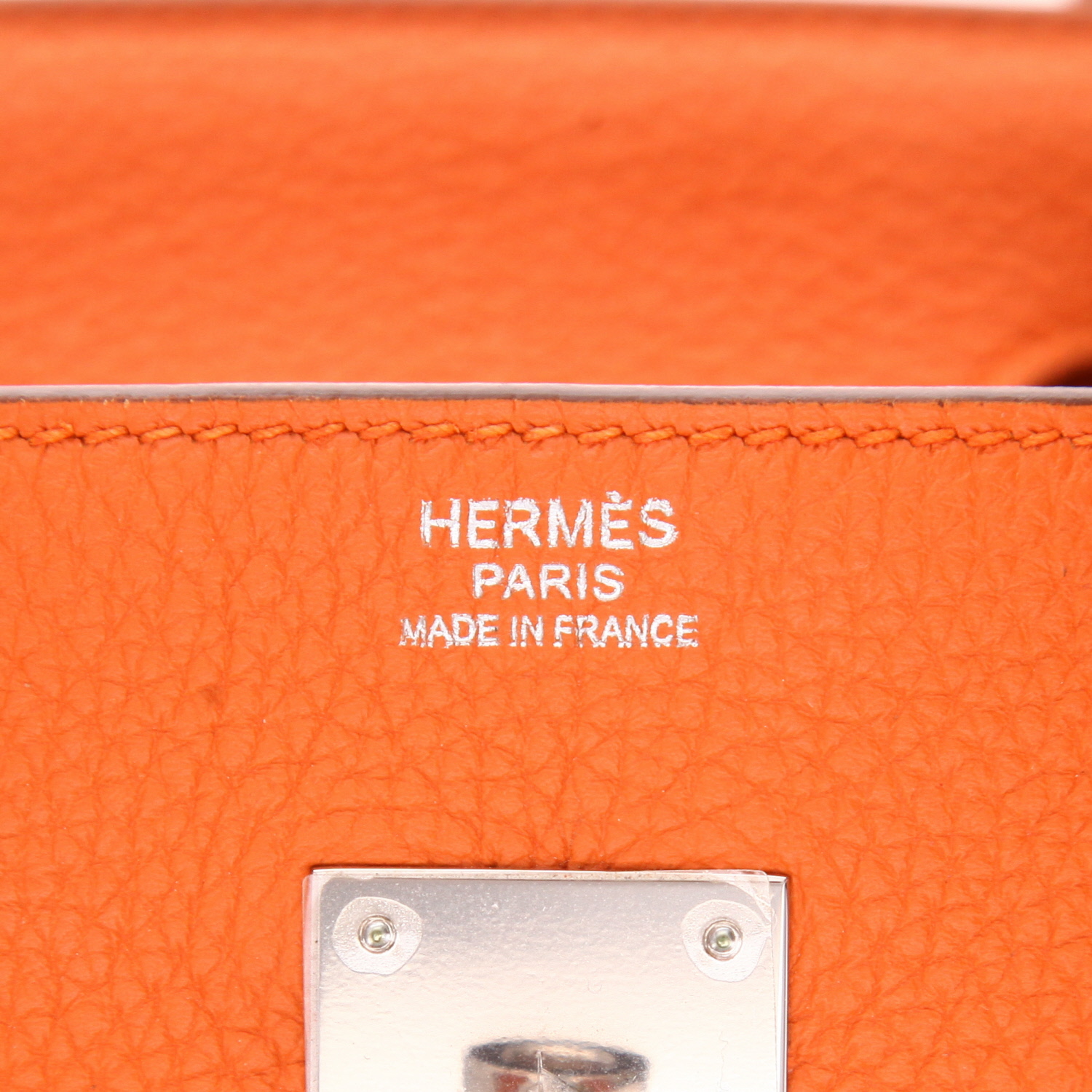 Hermès Birkin handbag, 30 cm, in Orange Togo leather - Detail D2
