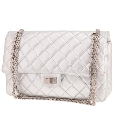 Bolso Chanel  Chanel 2.55 de piel acolchada plateada