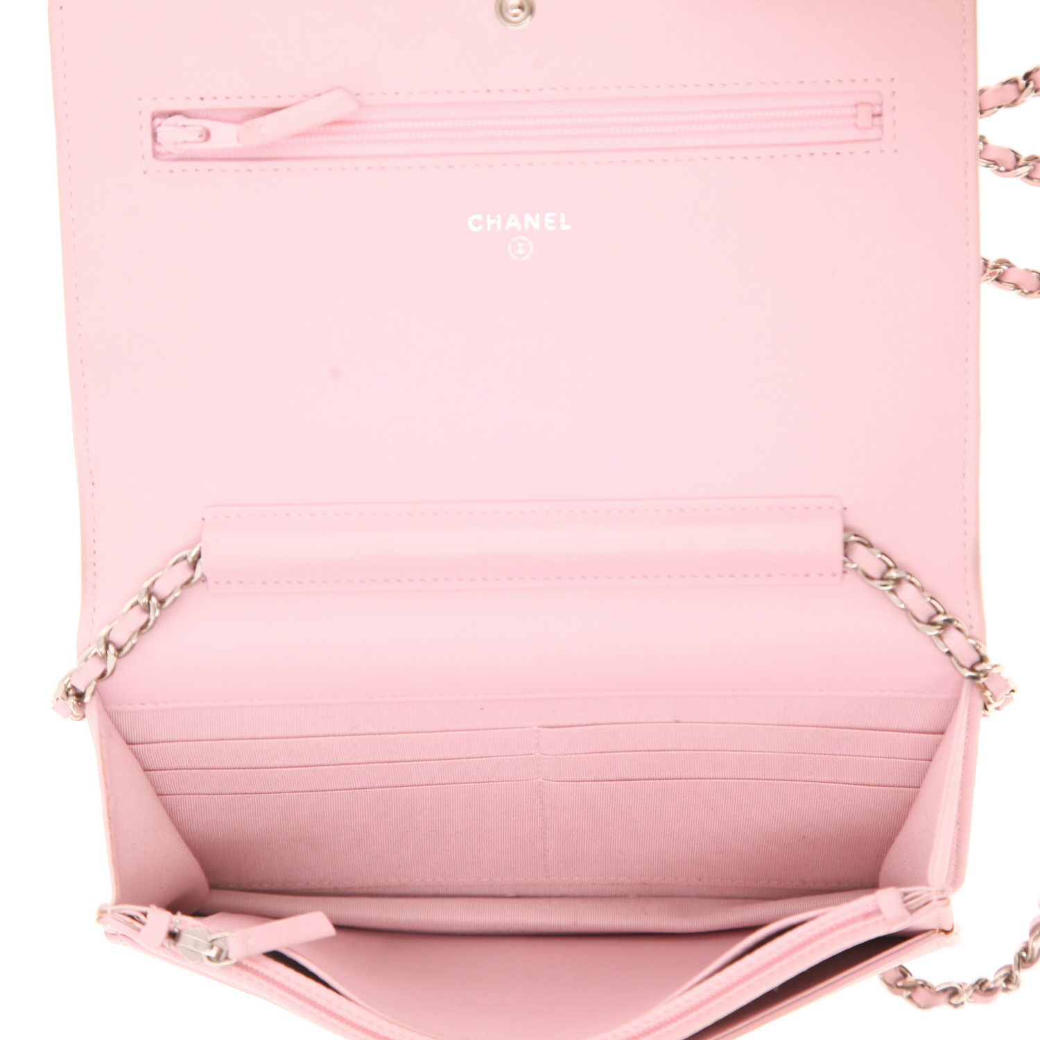 Borsa a tracolla Chanel “Wallet on Chain” in pelle trapuntata rosa - Detail D3