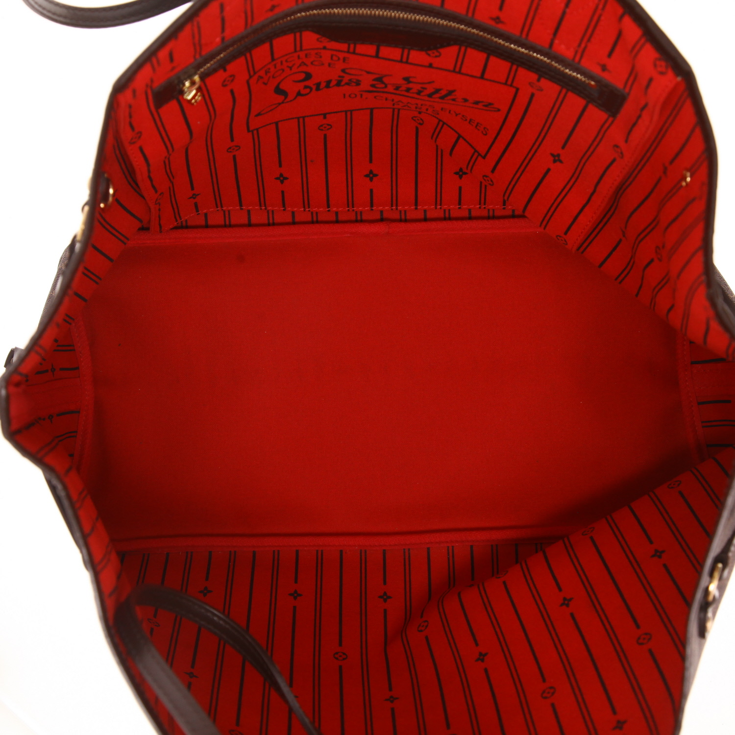 Borsa shopping Louis Vuitton Neverfull modello grande in tela Damier Ébène e pelle marrone - Detail D3