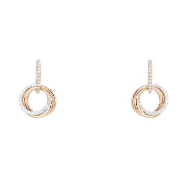 Coppia di orecchini Cartier Trinity in tre metalli preziosi e diamanti