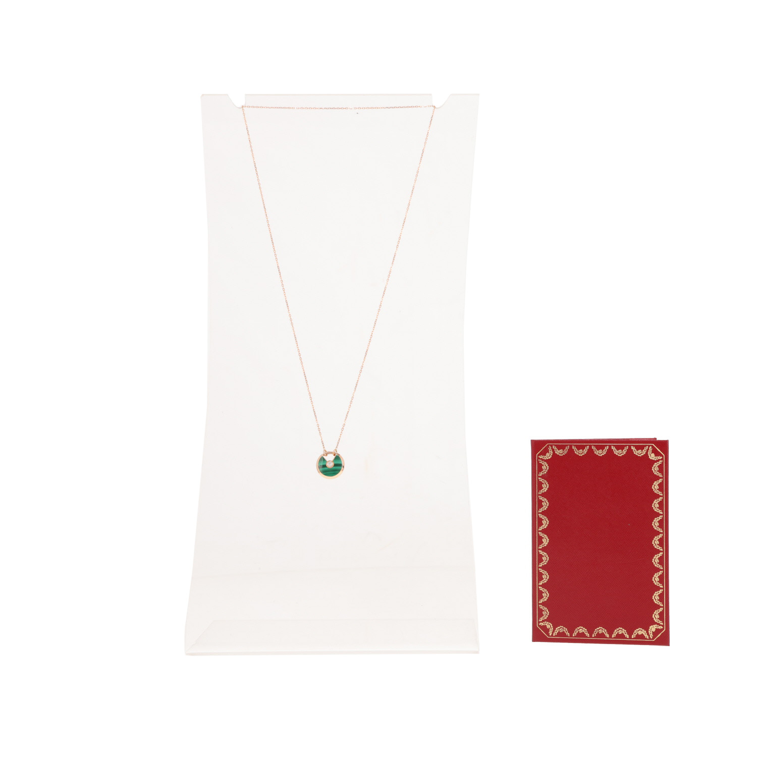 Collier Cartier Amulette taille S en or rose, malachite et diamant - Detail D2