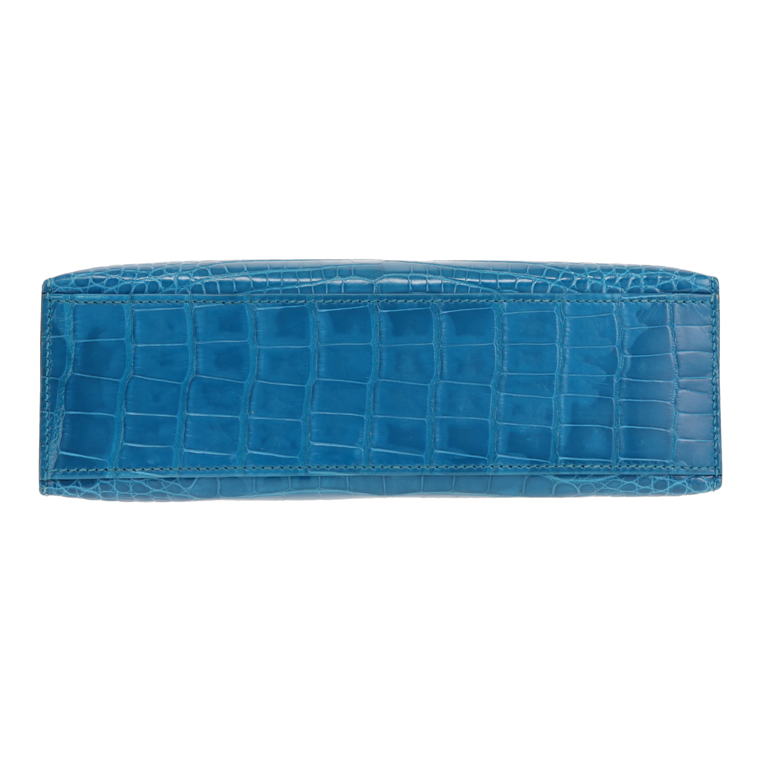 Pochette Hermès  Kelly - Clutch en alligator bleu - Detail D1