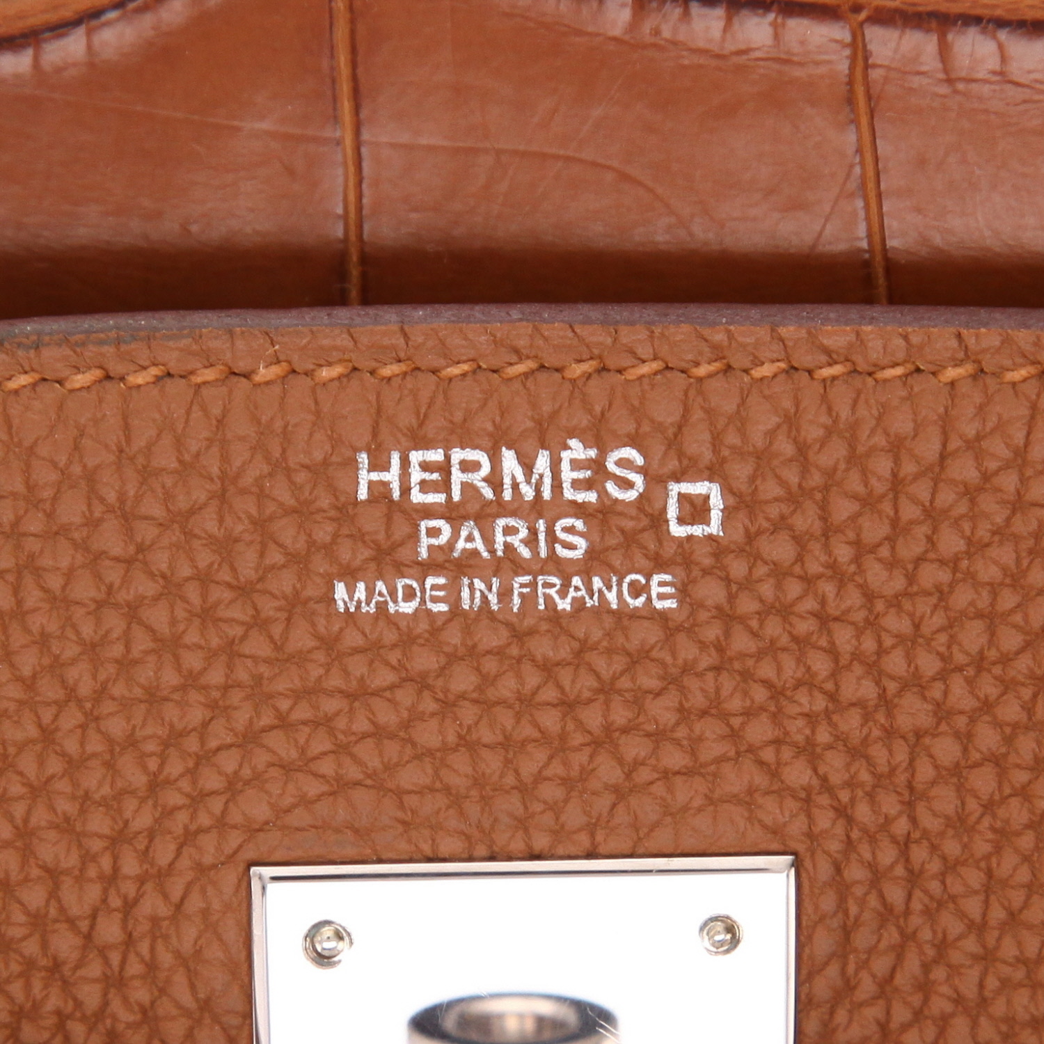 Bolso Hermès Birkin de 30 cm en piel Togo Gold y piel de cocodrilo Gold - Detail D2