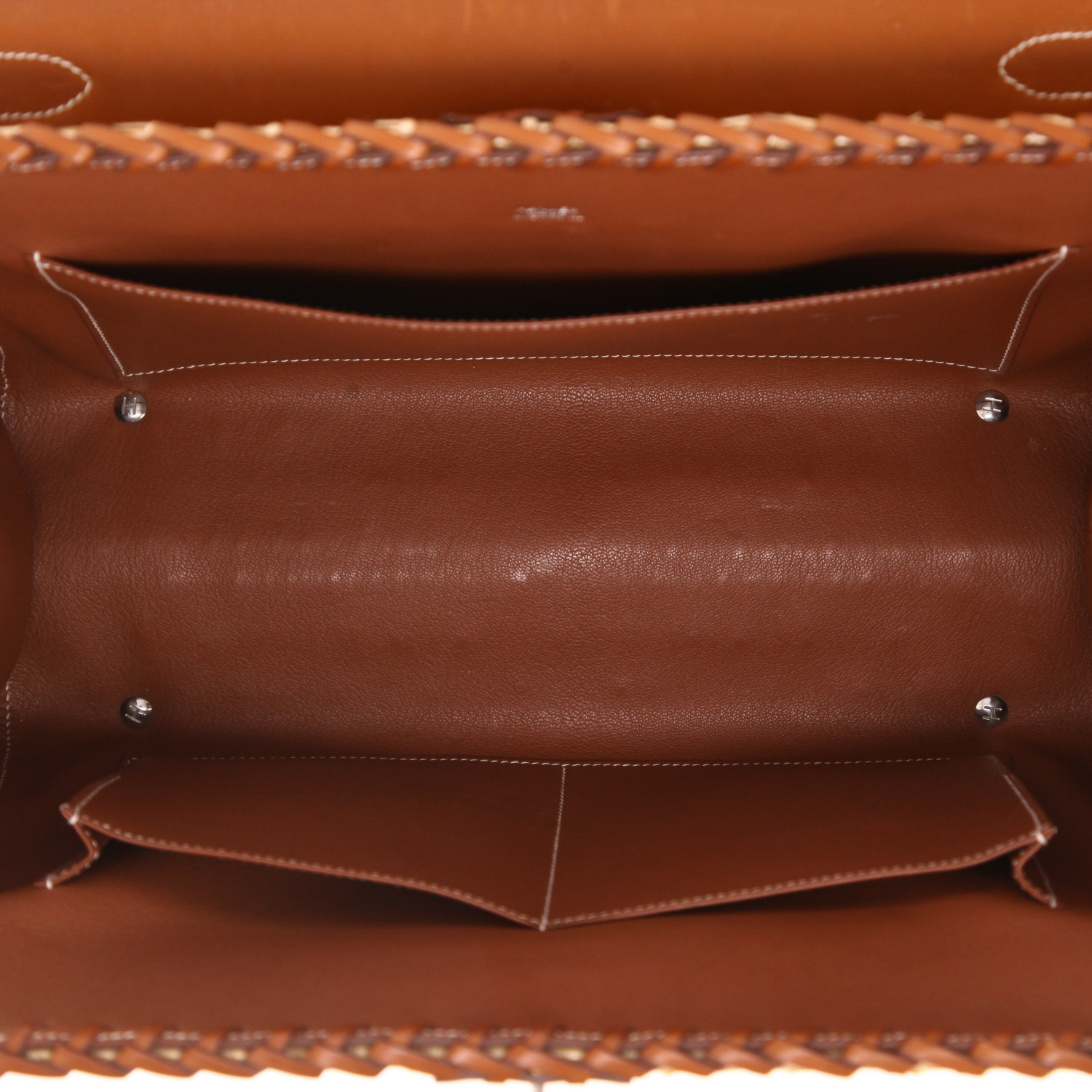 Hermès Kelly Picnic 35 handbag in wicker and Fauve Barénia leather - Detail D3