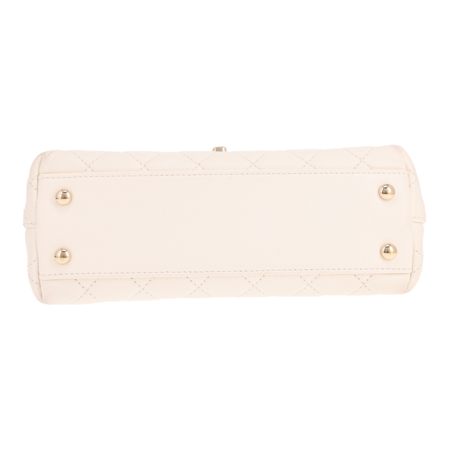 Sac bandoulière Chanel  Coco Handle en cuir grainé matelassé blanc - Detail D1