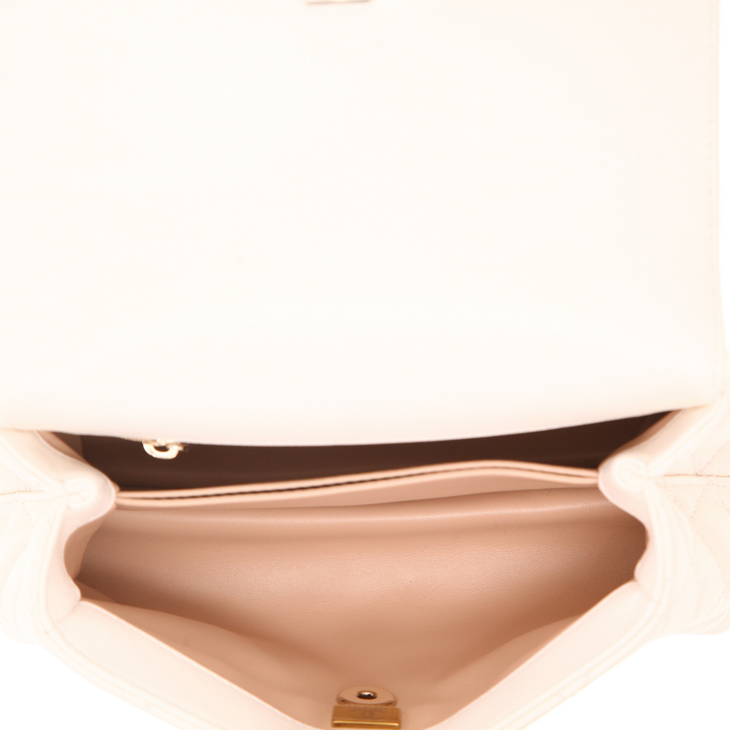 Bolso bandolera Chanel «Coco Handle» de piel granulada acolchada blanca - Detail D3