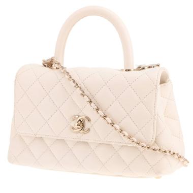 Chanel Coco Handle shoulder bag in white quilted grained leather