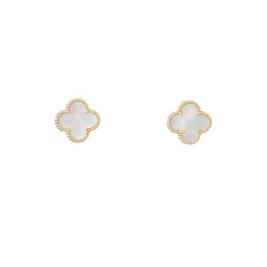 A pair of Van Cleef & Arpels Vintage Alhambra earrings in yellow gold and mother-of-pearl