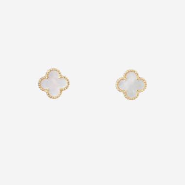 A pair of Van Cleef & Arpels Vintage Alhambra earrings in yellow gold and mother-of-pearl