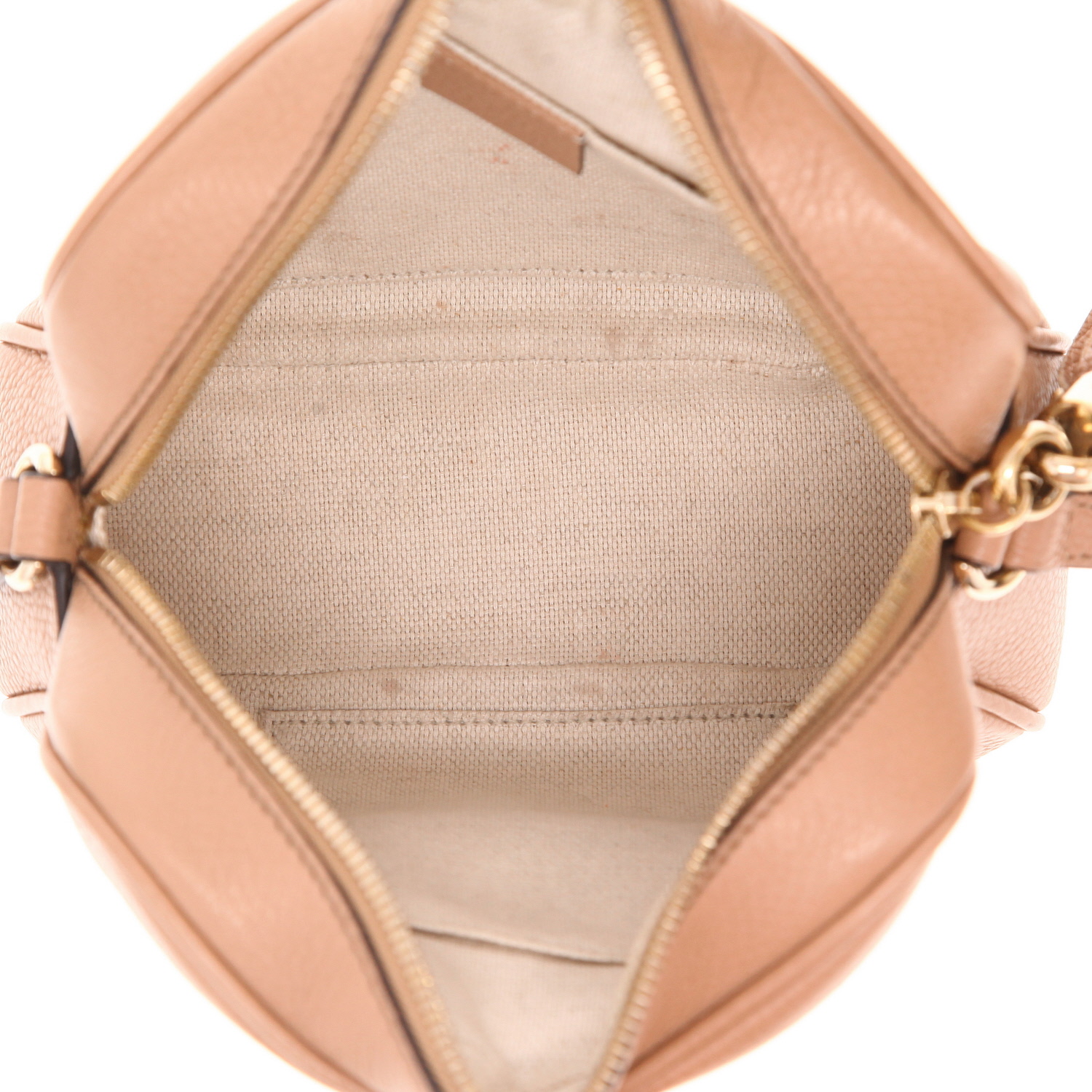 Borsa a tracolla Gucci Soho Disco in pelle beige - Detail D3