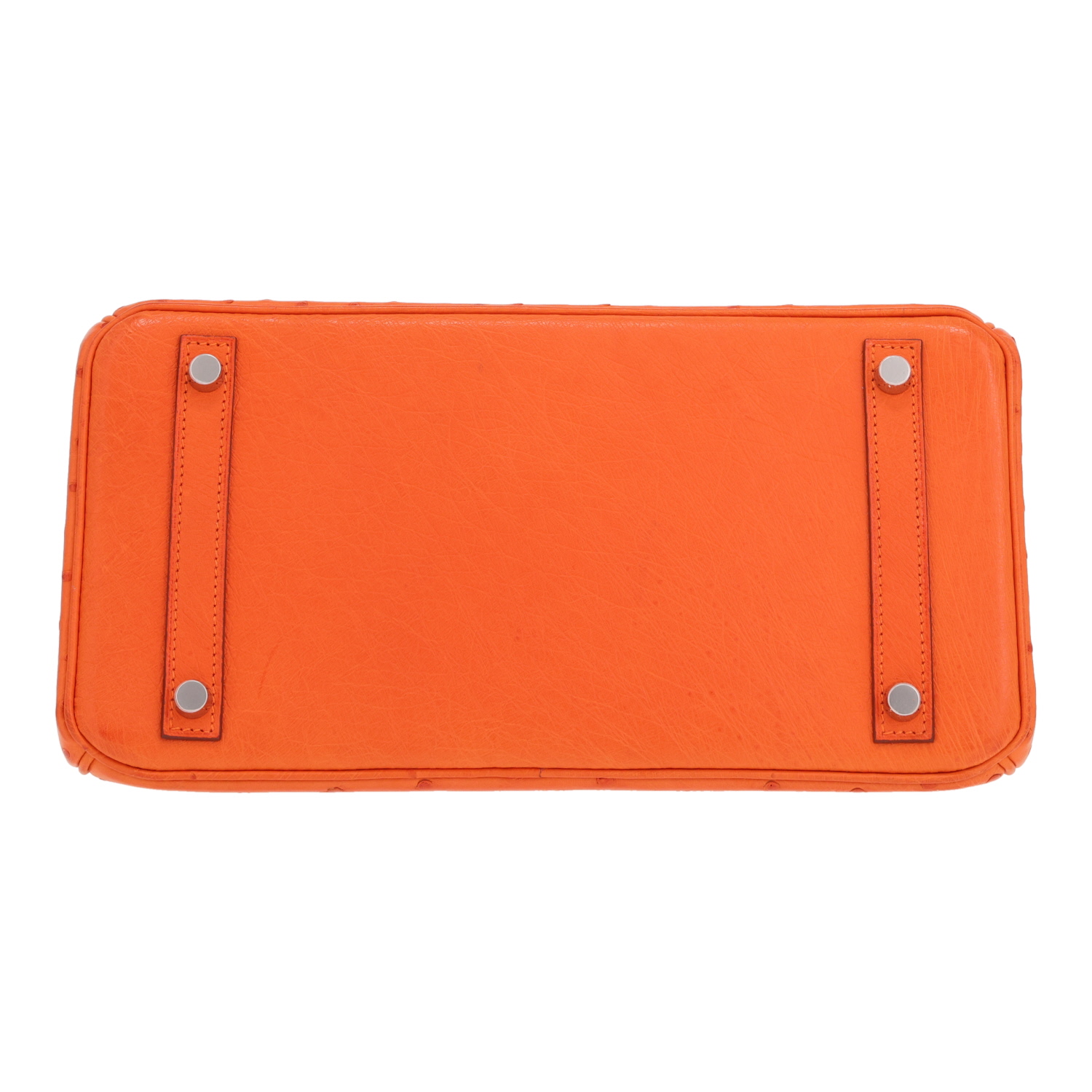 Bolso Hermès Birkin de 30 cm de piel de avestruz en color Tangerine - Detail D1