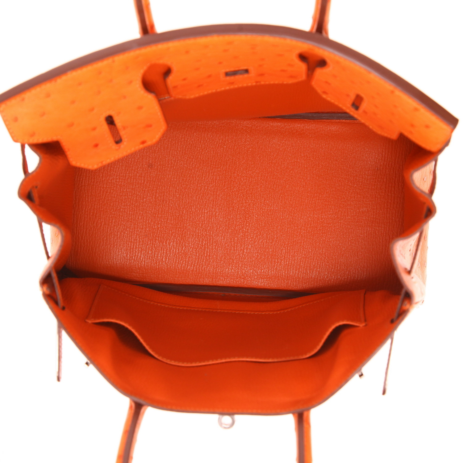 Borsa Hermès Birkin da 30 cm in pelle di struzzo color Tangerine - Detail D3