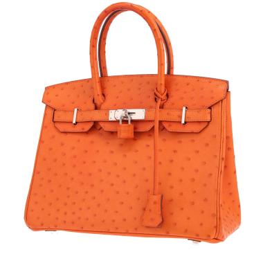Bolso Hermès Birkin de 30 cm de piel de avestruz en color Tangerine