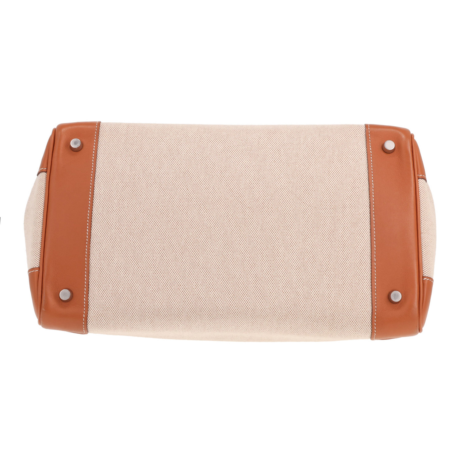 Sac à main Hermès  Birkin 35 cm en cuir Swift gold et toile beige - Detail D1