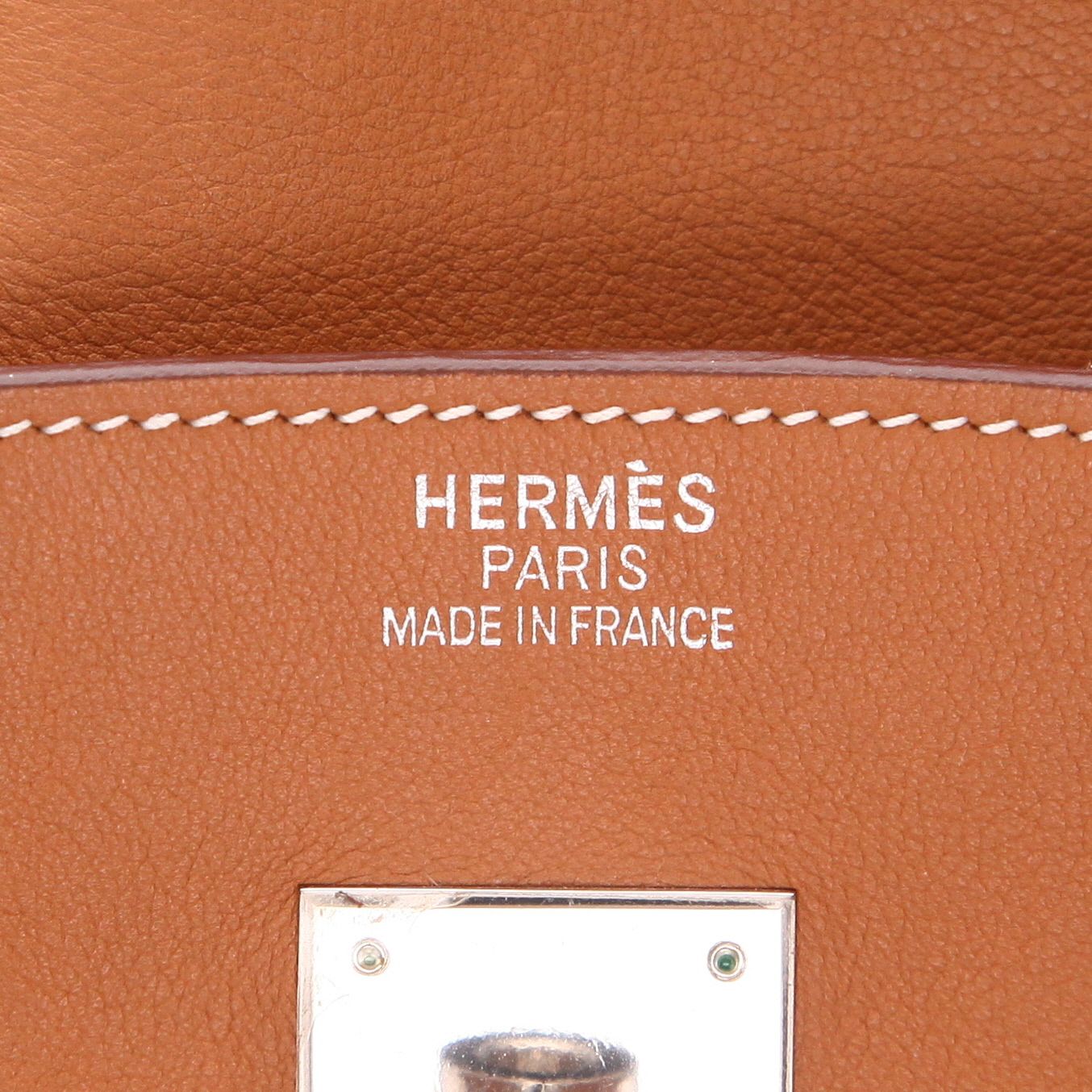 Bolso Hermès Birkin de 35 cm en piel Swift Gold y lona beige - Detail D2