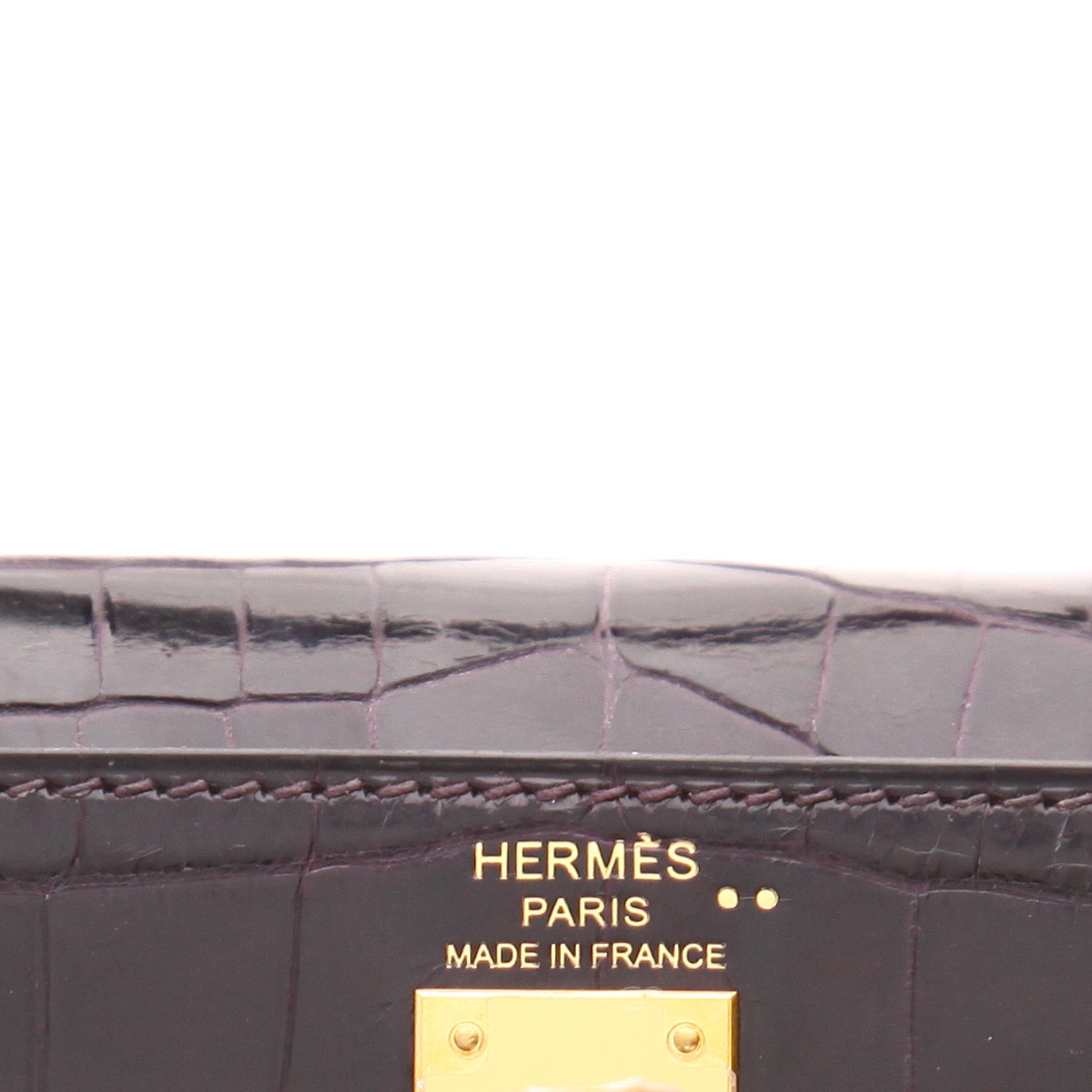 Sac à main Hermès  Kelly 25 cm en crocodile niloticus aubergine - Detail D2