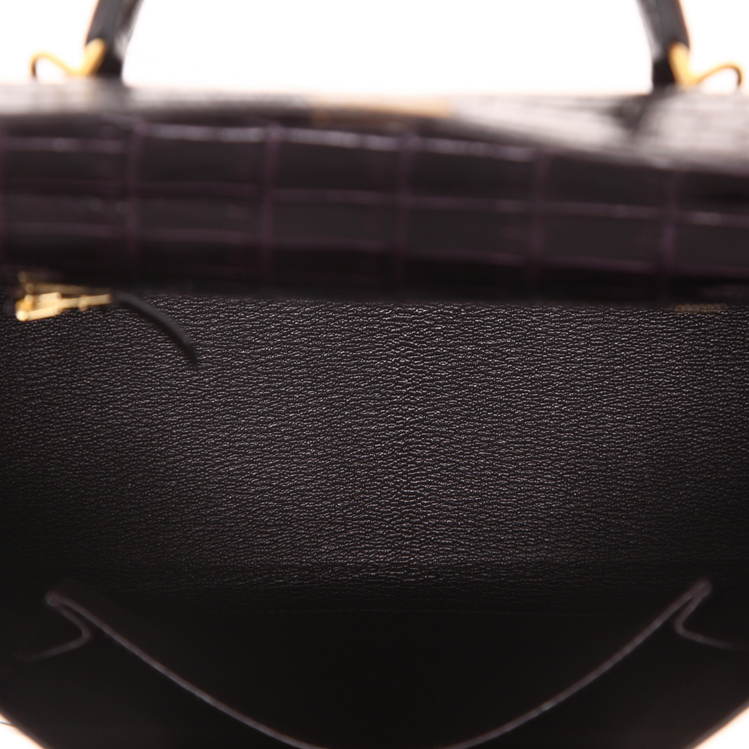Sac à main Hermès  Kelly 25 cm en crocodile niloticus aubergine - Detail D3