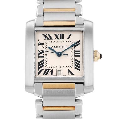 Montre Cartier Tank Française moyen modèle  en or et acier Ref: Cartier - 2302  Vers 2000