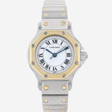 Montre Cartier Santos Octogonale en or et acier Ref: Cartier - 0907  Vers 1990