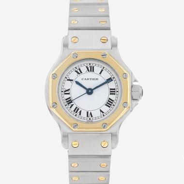 Montre Cartier Santos Octogonale en or et acier Ref: Cartier - 0907  Vers 1990