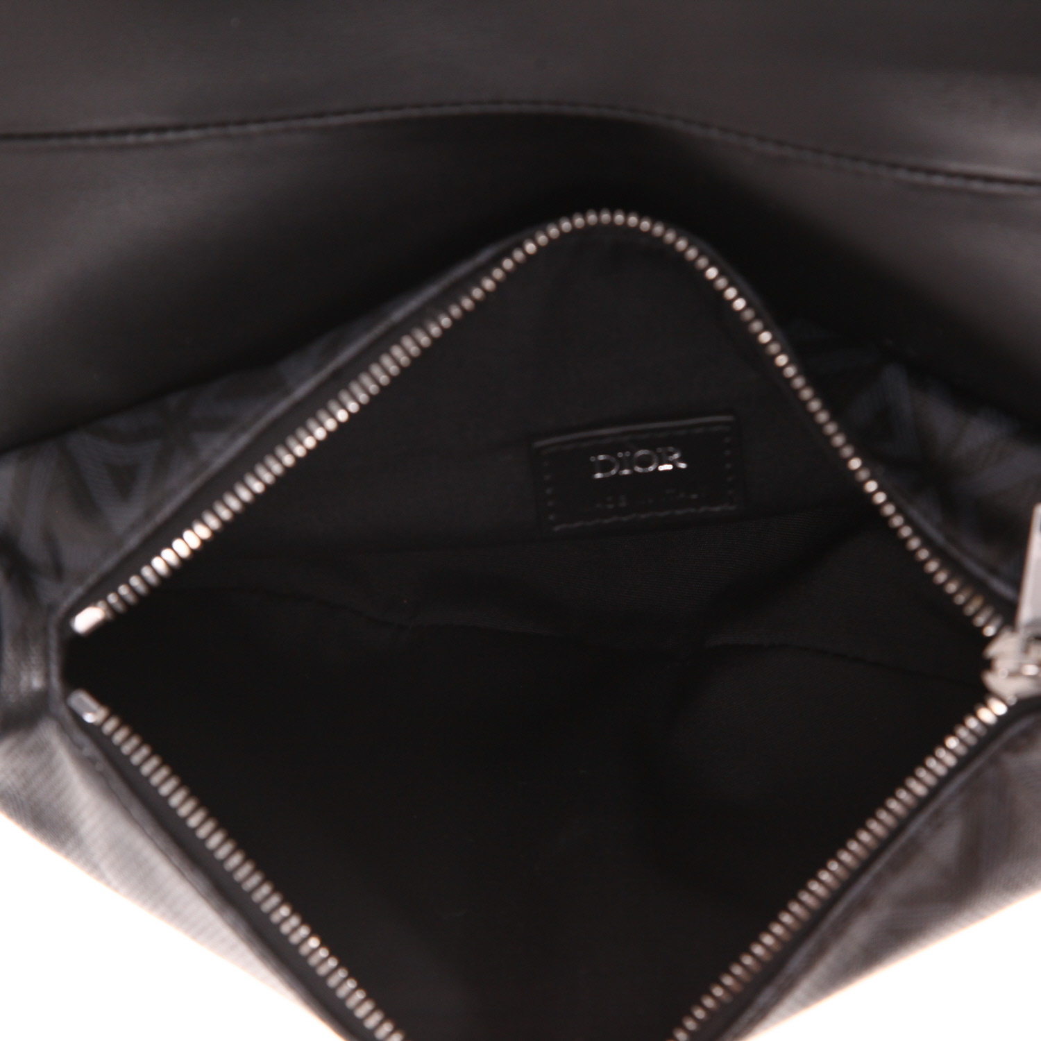 Dior Saddle shoulder bag in grey and black canvas and black leather - Detail D3