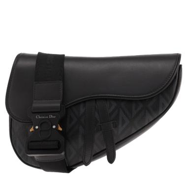 Dior Saddle shoulder bag in grey and black canvas and black leather