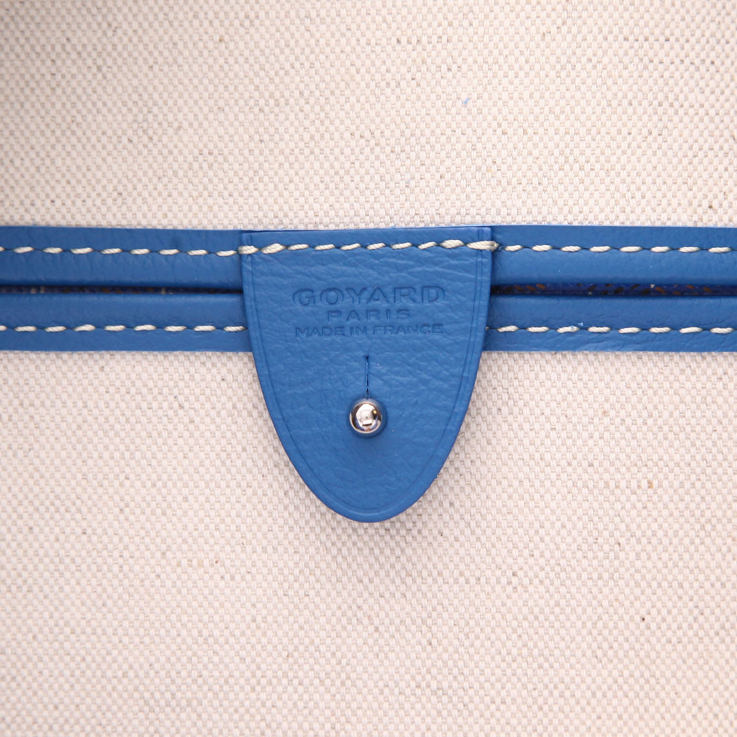 Borsa shopping Goyard Artois in tela Goyardine blu e pelle blu - Detail D2