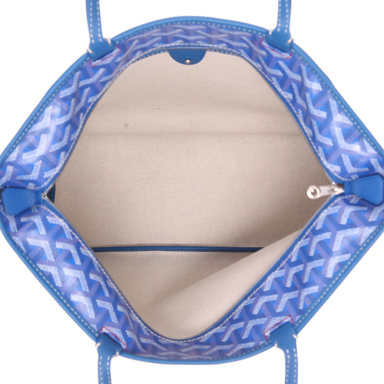 Borsa shopping Goyard Artois in tela Goyardine blu e pelle blu - Detail D3