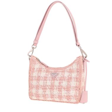 Prada Re-Edition 2000 handbag in two-tone pink and white raffia