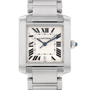 Montre Cartier Tank Française moyen modèle  en acier Ref: Cartier - 2302  Vers 2000
