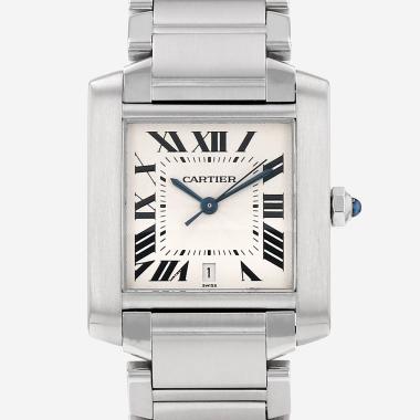 Montre Cartier Tank Française grand modèle  en acier Ref: Cartier - 2302  Vers 2000