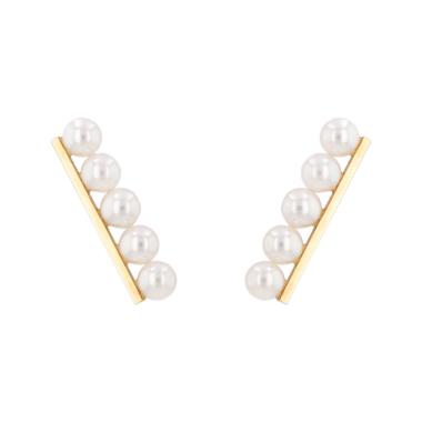 Paire de boucles d'oreilles Tasaki Balance Plus en or jaune et perles de cultures