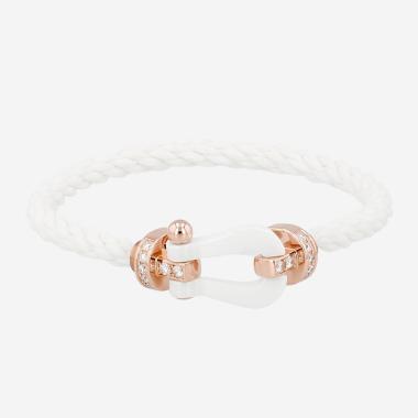 Bracelet Fred Force 10 grand modèle en or rose, céramique et diamants