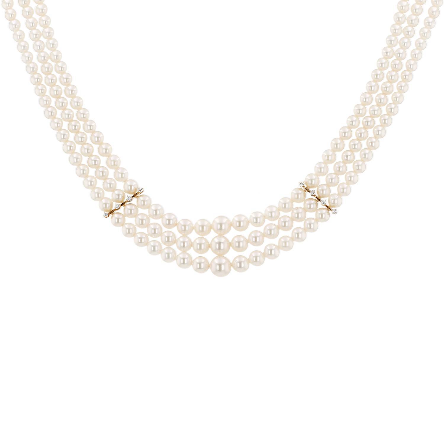 Collier Mikimoto en or jaune et perles de culture