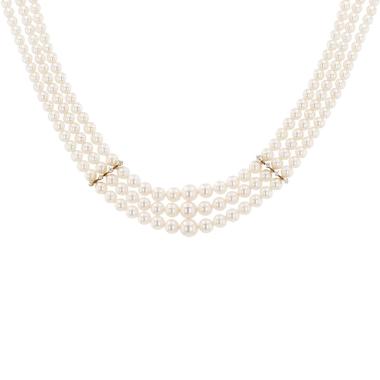 Collier Mikimoto  en or jaune et perles de culture