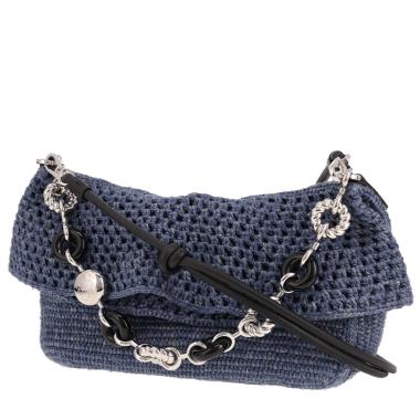 Borsa Loewe Ola, modello medio, in rafia Bleu Jean