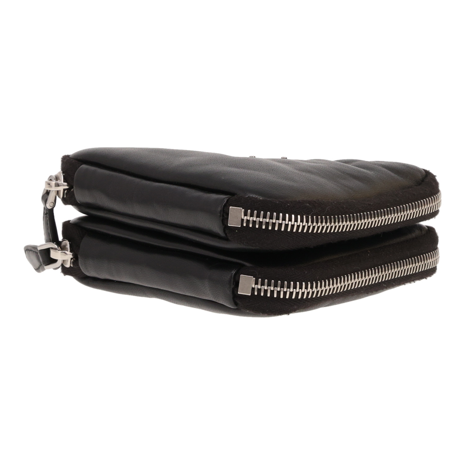 Sac bandoulière Prada  Triangle mini  en cuir noir - Detail D1