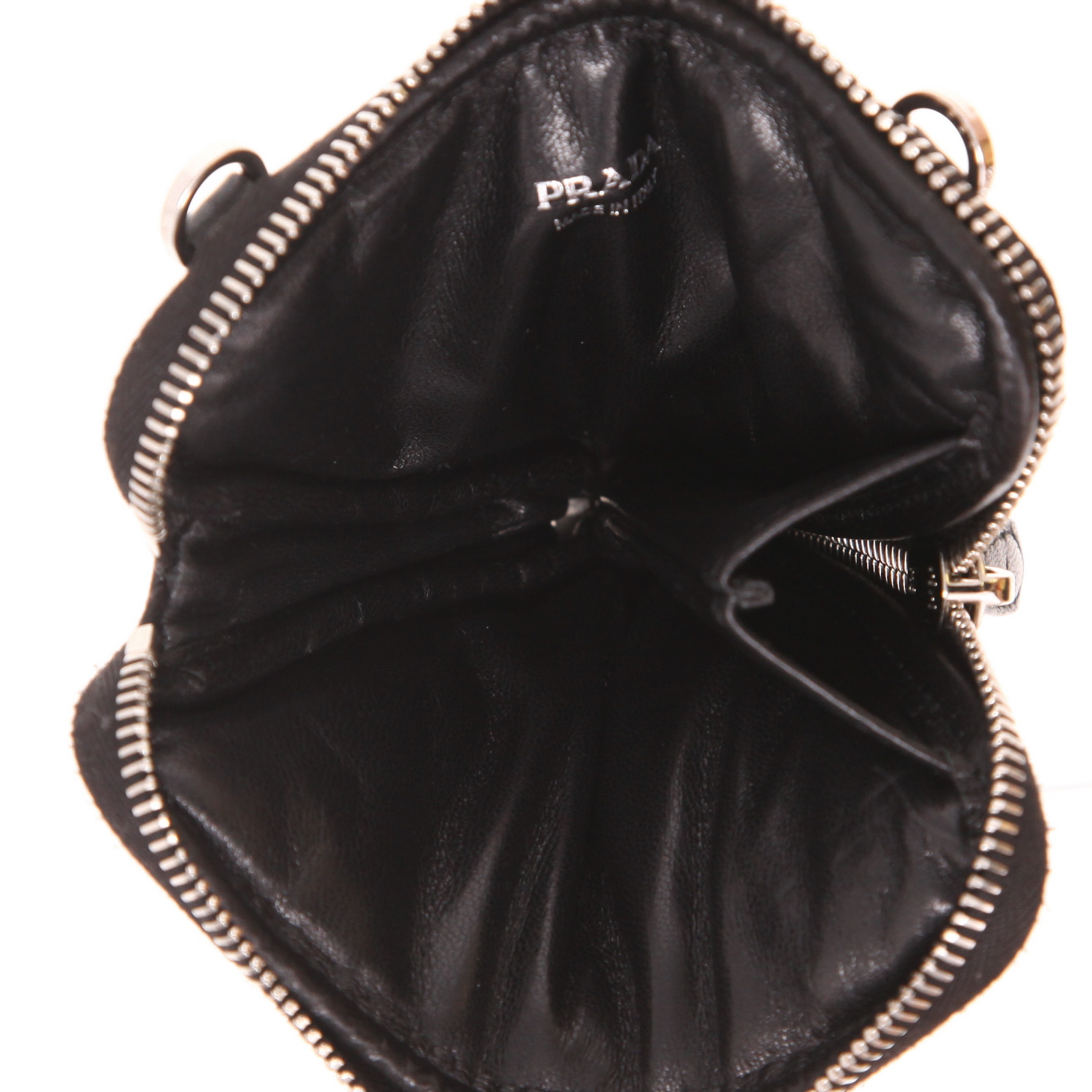 Prada Triangle Mini shoulder bag in black leather - Detail D3