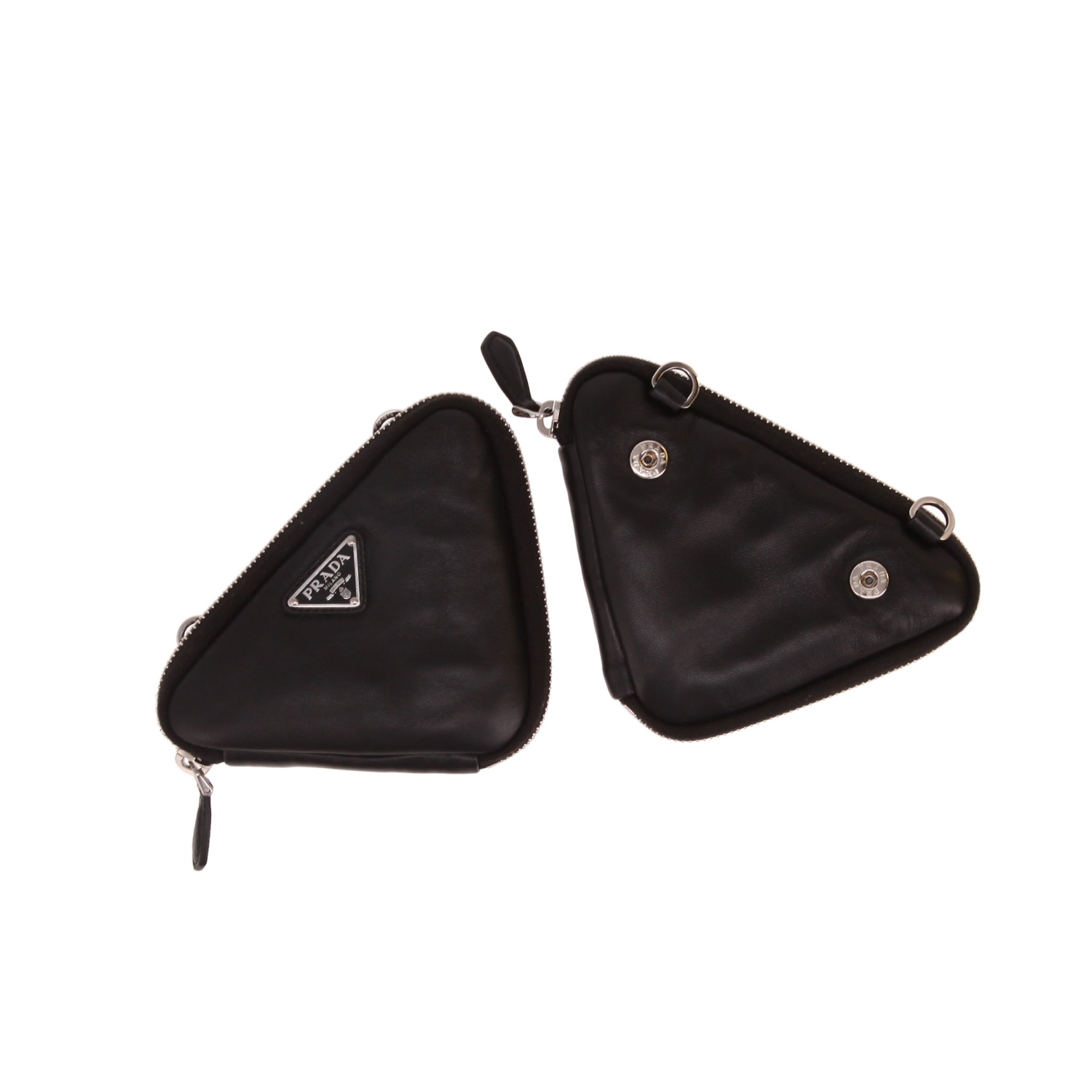 Prada Triangle Mini shoulder bag in black leather - Detail D4
