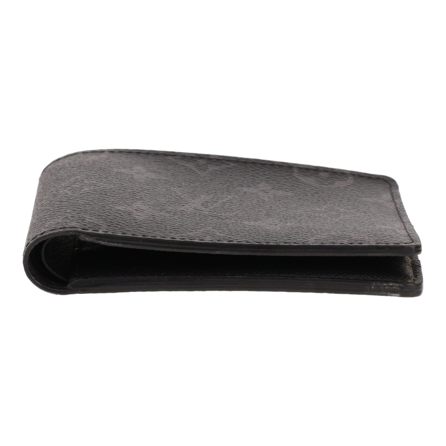Portefeuille Louis Vuitton  Multiple en toile monogram noire et grise et cuir noir - Detail D1