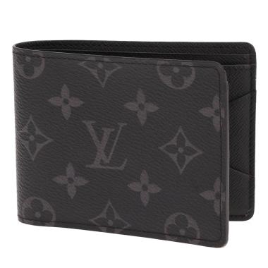 Portafoglio Louis Vuitton "Multiple" in tela Monogram nera e grigia e pelle nera